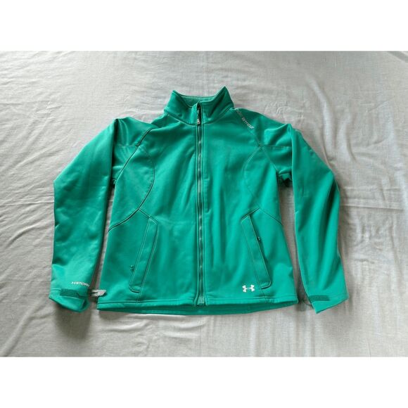 Under Armour Teal/Green Full Zip Jacket, Size Large, Cold Gear Infrared, Pockets - Picture 1 of 12